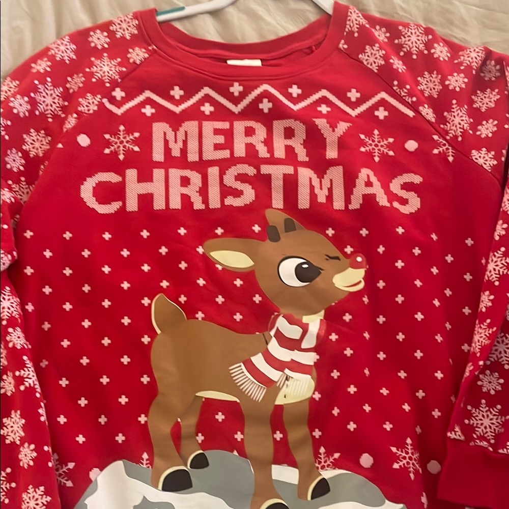 Red Christmas Reindeer Kids Top